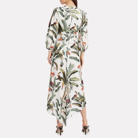 PatBo Hi-Lo Tropical Romper Dress - Size 6 - White and Green - Picture 3 of 14